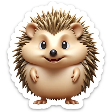 Cinematic Comical Hedgehog Portrait Emoji, Head tilted dramatically with an exaggeratedly surprised expression and wide, comically expressive eyes, featuring a small, spiky body with quills that seem to dance with playful energy, Simplified yet hilariously expressive features, highly detailed, glowing with a slightly sassy woodland glow, high shine, dramatic yet playful, stylized with an air of cheeky hedgehog mischief, soft glowing outline, capturing the essence of a meme-worthy hedgehog that looks ready to roll its way into viral fame! sticker