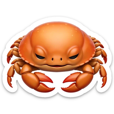 Meme-Worthy Cute Sleeping Baby Crab Portrait Emoji, Head and body resting peacefully with a contented smile, showcasing a petite, delicately armored form and eyes gently closed in serene slumber, Simplified yet adorably endearing features, highly detailed, glowing with a soft, drowsy coastal light, high shine, relaxed and utterly lovable, stylized with an air of playful laziness, soft glowing outline, capturing the essence of a sleeping baby crab that feels destined to become the next viral icon of adorable rest! sticker