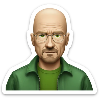 Generate walther white from breaking bad season 5 where he was wearing green shirt sticker