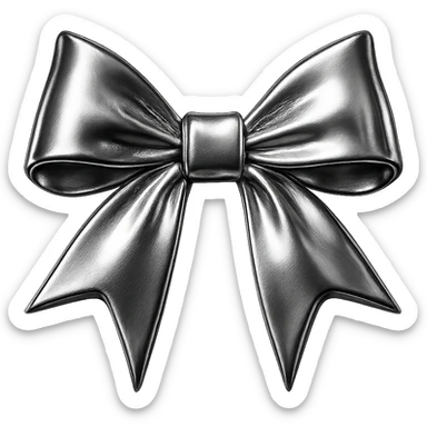 pink gothic bow, chrome style, shiny metallic surface, reflective sticker