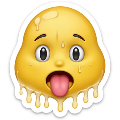Generate a distressed and sweaty emoji with white tears dripping off of its tongue sticker