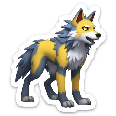 Edgy Colorful Digimon-Fakemon-Wolf full body sticker