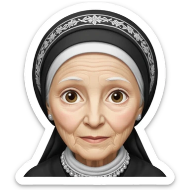 orthodox jewish woman with tichel kercheif circa. 1890 make into greyscale elderly sticker