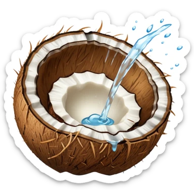 a coconut, with water splashing on it sticker