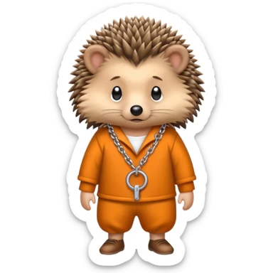 Hedgehog with prison outfit and ankle chain sticker