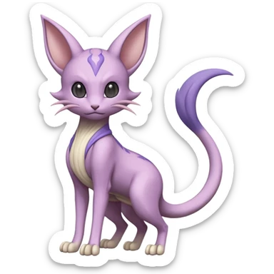 Pastel dull greyish anthropomorphic furry Mewtwo-Espeon-Meloetta-Beerus-Venom-hybrid-fusion-animal-ET-species-creature  sticker