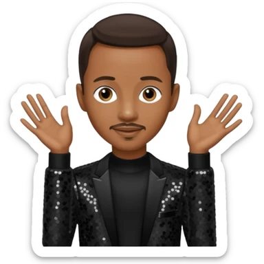 Tevin Campbell with dark brown hair, black sequin outfit sticker
