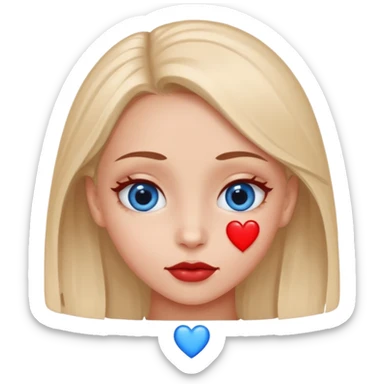 Cara enamorada con un ojo de corazón azul y el otro rojo  sticker