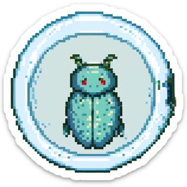 MRI parasitic embryo, digital, fetal small shape in otherworldly bubble, eerie, horror, pupa, crystalis, in-utero, sea-life, crustaceanoid, photorealismm siphonophore, polyp, Cnidaria sticker