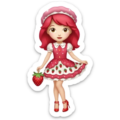 pretty and cute realistic modern day strawberry shortcake full body with high heels sticker