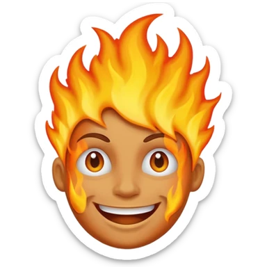 Make it look like a normal emoji just with burning head🙂🔥 more fake sticker