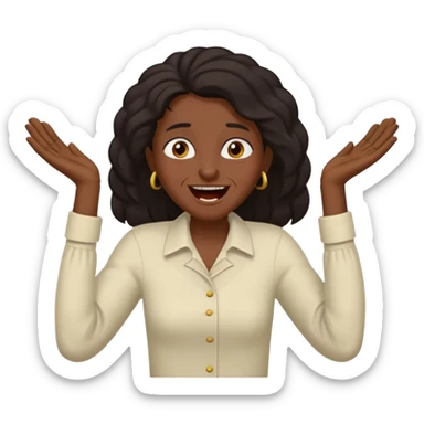 Baiza Ethiopian, dark hair Oldest but immature, no filter, funny Pose: laughing wildly, arms flailing sticker