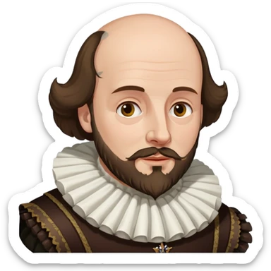 William Shakespeare with beard and balding head wearing a ruff collar sticker