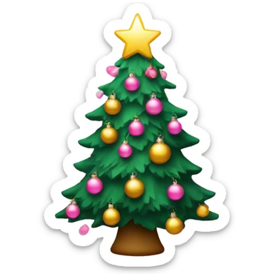 christmas tree with pink lights and ornaments  sticker