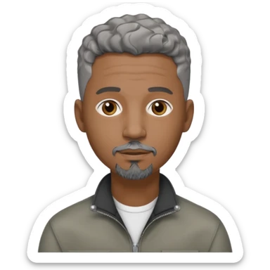 A cool debinaire black man with a very short wavy gray haired crew cut and a very short trimmed goatee. sticker
