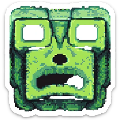ultra-blocky minimal pixel art Minecraft creeper face with few large square pixels sticker