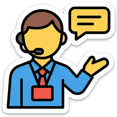 travel guide giving a tour with a speech bubble icon sticker