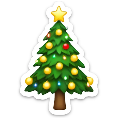 Christmas tree with lights and bow sticker