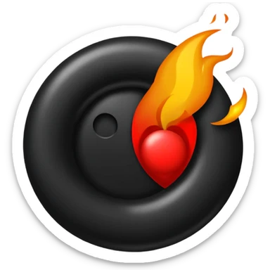 Círculo totalmente negro, adentro del círculo un símbolo de encendido y apagado en color blanco a un lado del símbolo la letra N en color rojo sticker