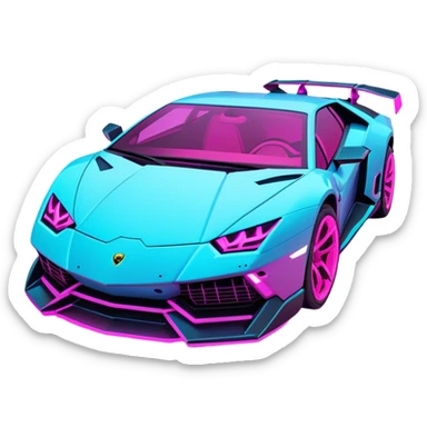 neon Lamborghini with cyber punk sticker