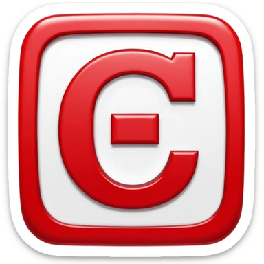 A bold white capital letter C inside a red rounded square, flat emoji design, shiny light reflection, in the same style as the 🅱️ emoji, transparent background, the letter C is large and centered sticker