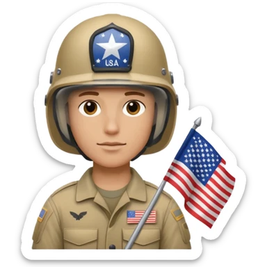 generate realistic white american soldier with small usa flag on shoulder sticker