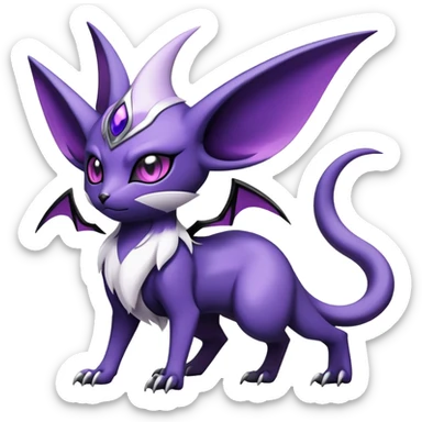 Shiny Exotic Badass Mysterious Gothic Noibat-Espeon-Absol-Pokémon-Fakémon-hybrid-creature (full body) sticker