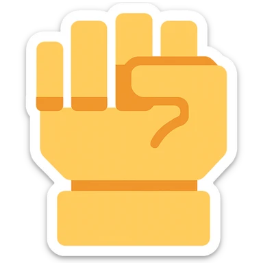 Powerful robot fist inspired by the provided silhouette, blocky and mechanical design, clean and simple color icon style with transparent background. sticker