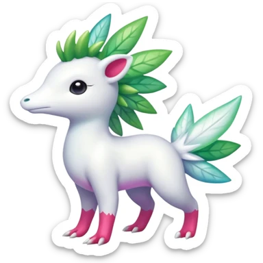 Shiny Iridescent Helioptile-Amaura-Shaymin-Fakémon-hybrid-creature (full body)  sticker