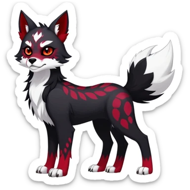 Vibrant dark edgy badass cool Falvie-Fionbri-creature-canine-fursona, full body, with random markings sticker