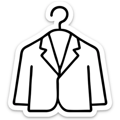 Minimalist clothes hanger icon with a blazer or collared shirt – symbol of professional outfits and style planning sticker