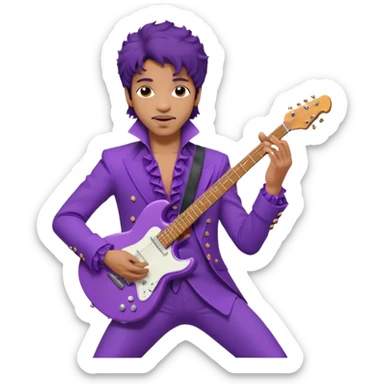 Cinematic realistic portrait  - Singer Prince in the characteristic guitar pose from the movie Purple Rain sticker