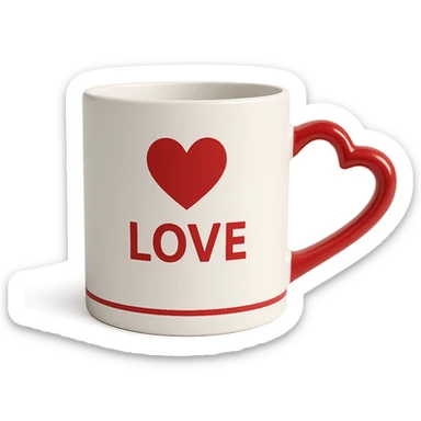 love-themed mug with heart handle sticker