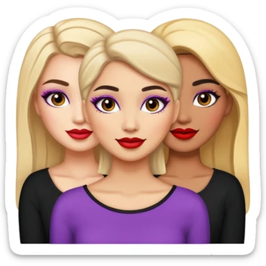 Boujy baddie best friends happy, trendy heavy makeup sticker