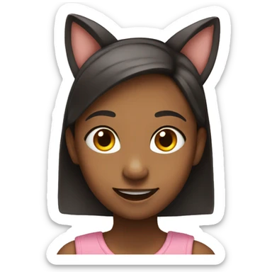 smiling girl with animal ears sticker