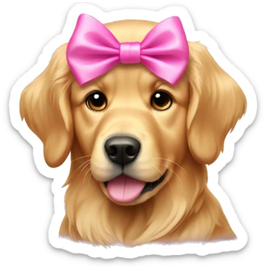 Golden retriever with a pink bow sticker