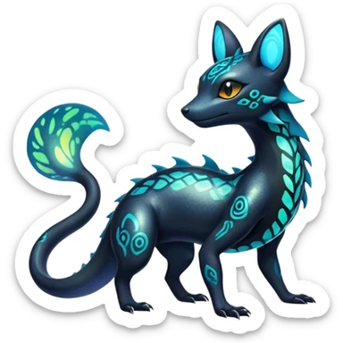 Colorful Iridescent Exotic Salandit-Aurorus-Umbreon-Fakémon-hybrid-creature (full body)  sticker