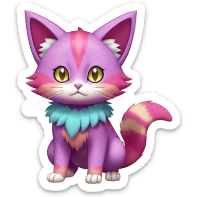 Elemental Exotic Colorful Fantasy Purrloin-Skitty-Pokémon-Fakémon-hybrid-creature (full body) sticker