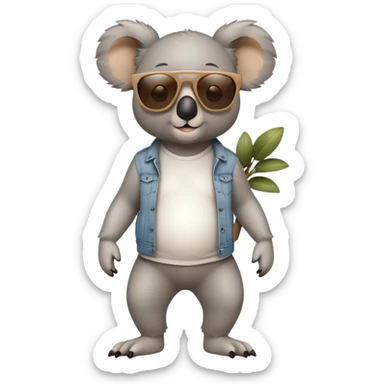 anthropomorphised koala in casual clothing, wearing dark sunglasses, walking upright in standard pose sticker