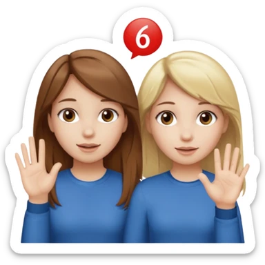 Two girls saying six seven one with brown hair. And doing hand movements  white skin six seven SAYING SIX SEVEN ONE WITH BLOND HAIR  sticker