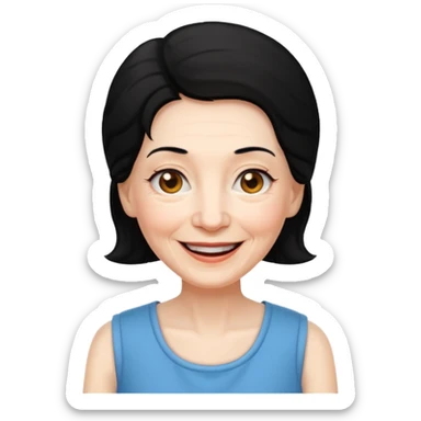 Old Women In Sleeveless, black hair. sticker