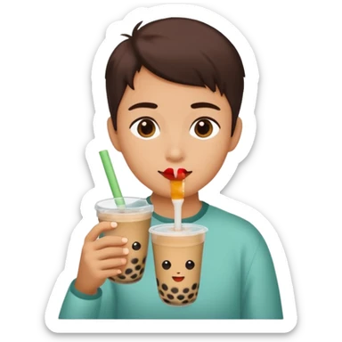 Person drinking boba tea sticker