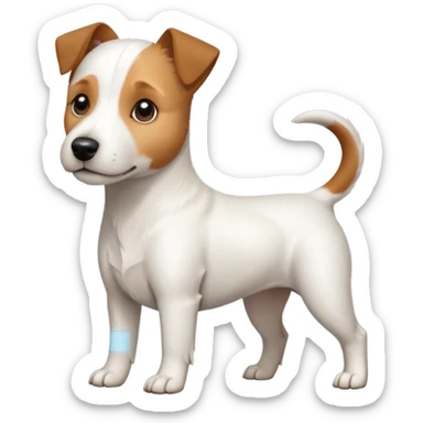 a full body slightly chubby white parson russell terrier looking dog the size of a kelpie with light brown long ears and a light brown patch on one eye and a large snout. the rest of the dog is completely white sticker