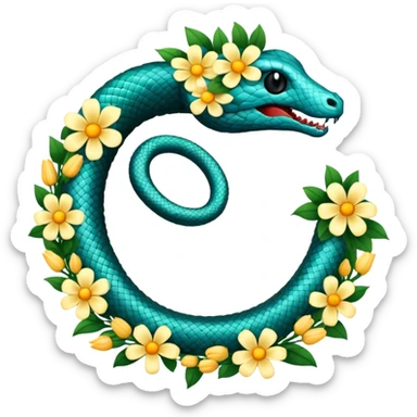 ouroboros serpent made of flowers sticker