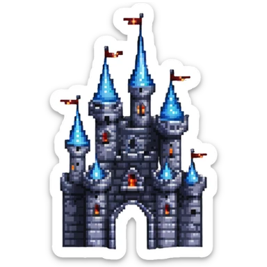 fantasy castle with towers and glowing windows sticker