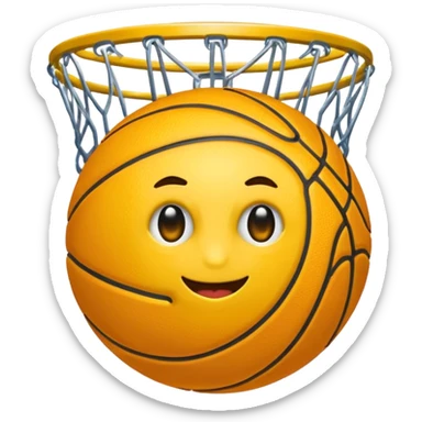 Crea un emoji de un autobús de una escuela con un aro de básquet en la parte de enfrente sticker