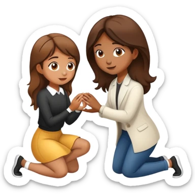brown girl on her knee proposing w ring sticker