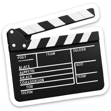 minimalist black and white film clapperboard, geometric shapes only sticker