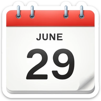 A calendar with the date June 29th on it sticker