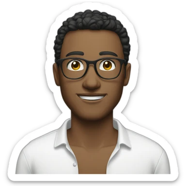 Skinny guy glasses bold white sticker